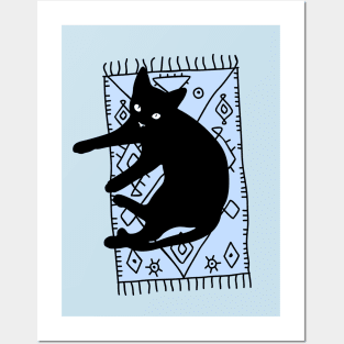 Cat on the rug Posters and Art